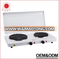 Commercial 1000w cooking appliance double burner hot plate electric with cover