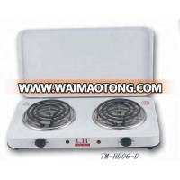 Double burner coil electric stove cooker with cover