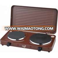 Double burner electric stove cooker with cover